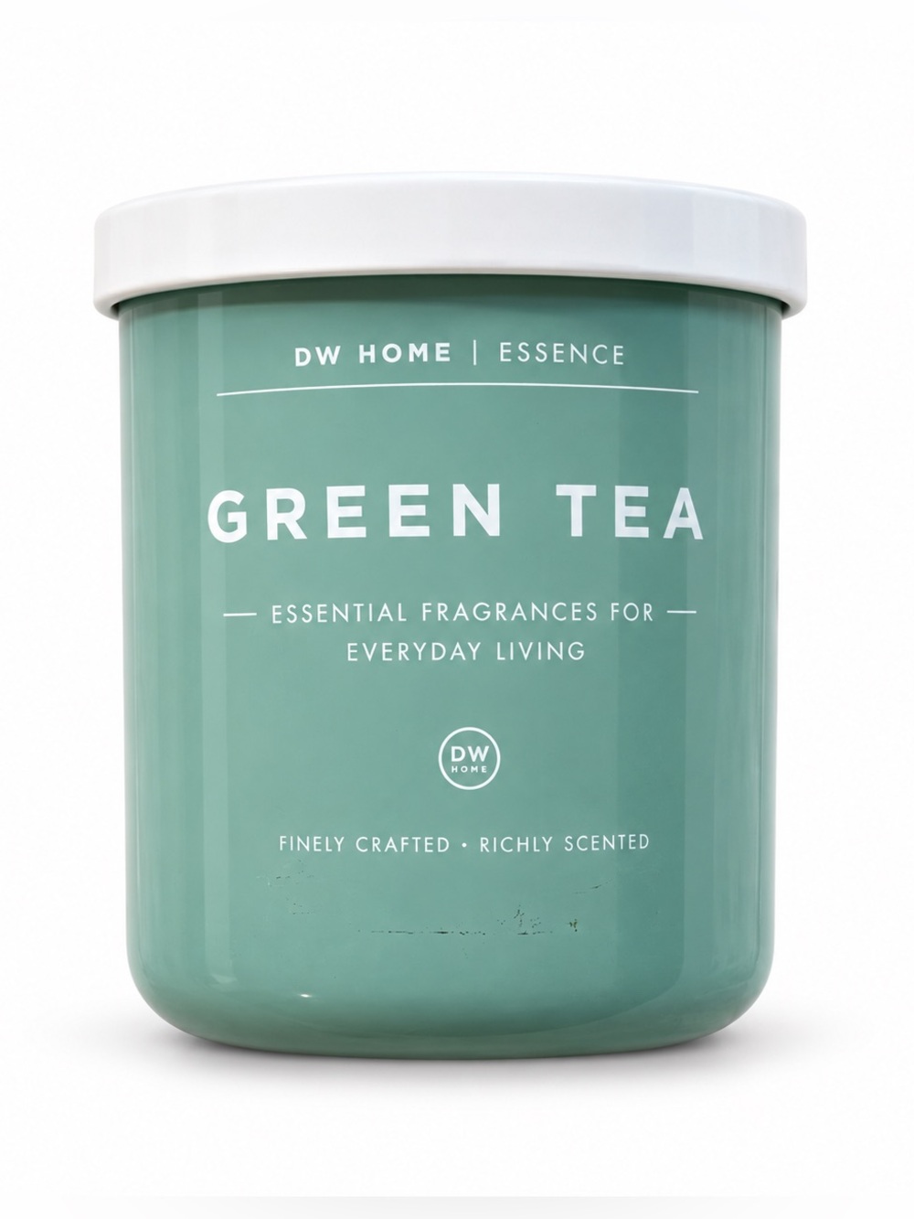 DW Home Essence Green Tea Scented Candle Green Glass Jar White Lid